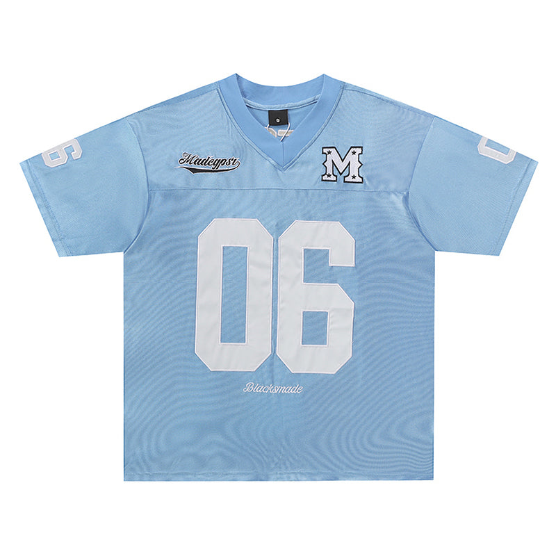 51 Hip-Hop American Retro Football Jersey V-Neck Sports Short Sleeve T-Shirt Unisex Satin Cool Loose Football Top