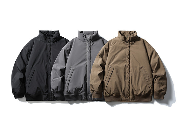 American Retro Basic Stand Collar Workwear Down Jacket for Men Winter Versatile Couple White Duck Down Coat