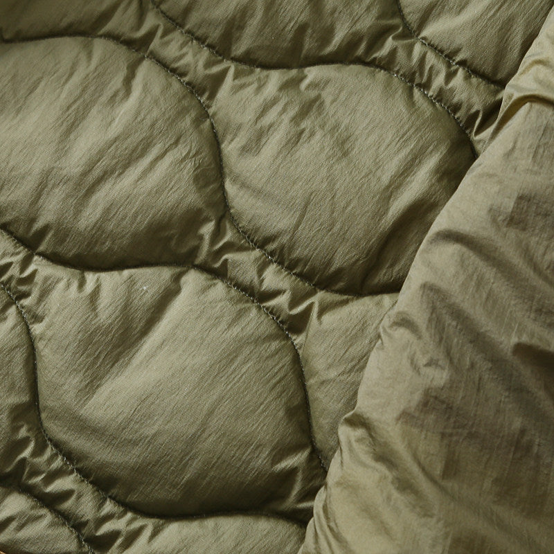 Collarless Down Jacket – Wave Quilting & Snap Front