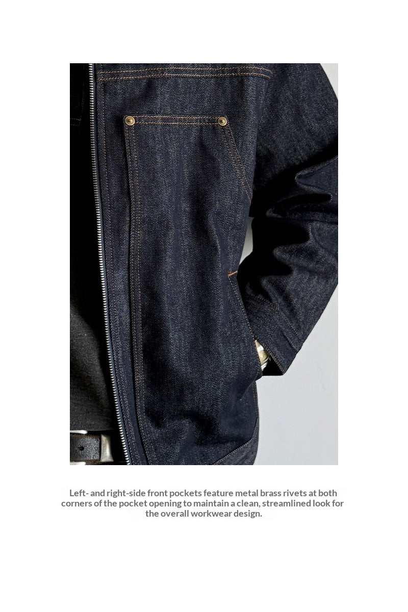 Denim Jacket – Corduroy Collar & Zip Front | Yamalinclothes