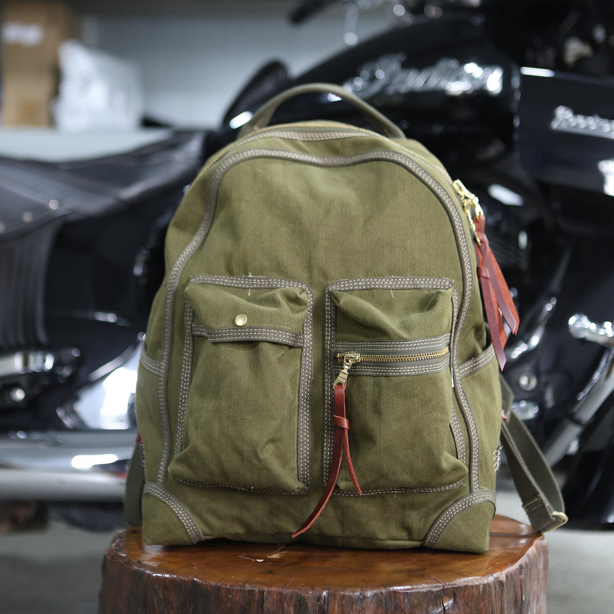 Vintage Canvas Backpack – 20oz Heavyweight Leather Trim | Yamalin clothes