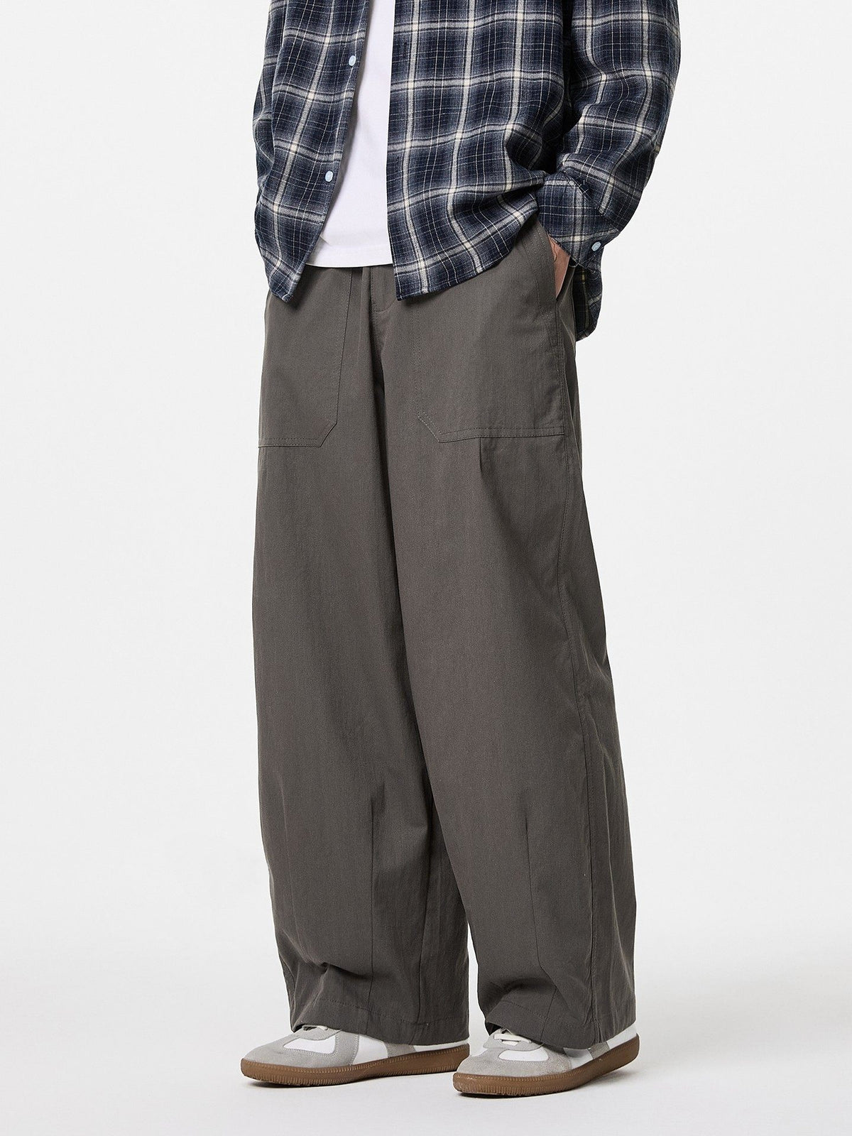 Cotton Work Pants – Elastic Waist & Wide Straight Leg | Yamalinclothes
