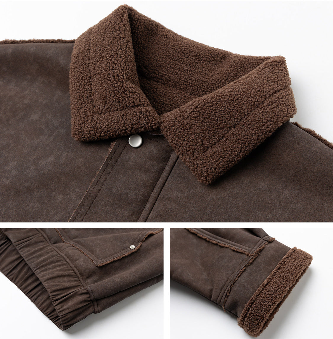 Fleece-Collar Jacket – Riveted Pockets & Boxy Fit