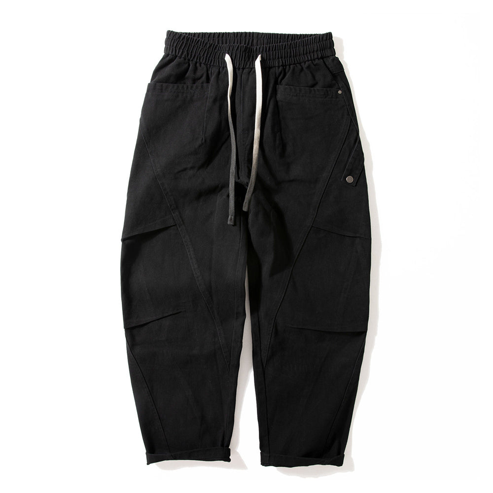 Cotton Pants – Diagonal Seams & Drawstring Waist | Yamalin clothes | Vintage workwear outfit for men