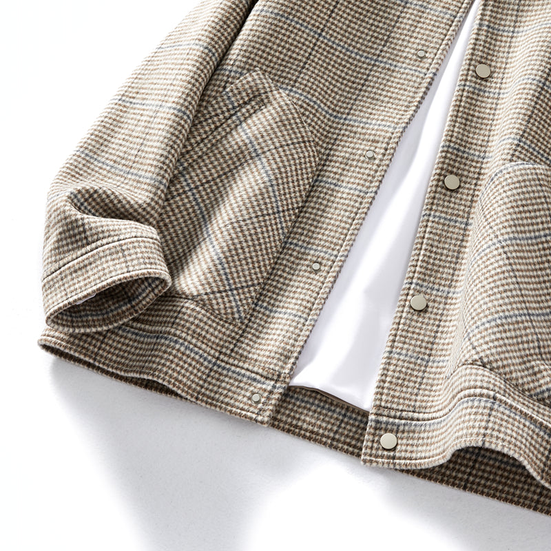 Heavyweight 53% Sheep Wool Houndstooth Lapel Coat – Korean-Style Casual Winter Staple