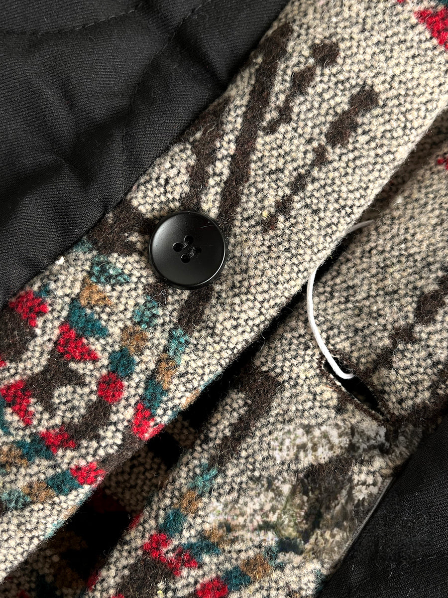 Men's Japanese Style Improved Taoist Robe - Autumn Winter Retro Patchwork Collarless Cotton Jacket