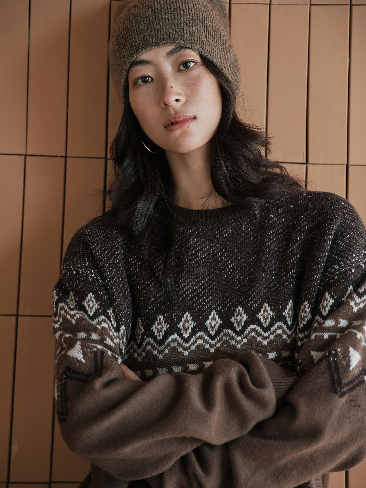 Color-Block Fair Isle Wool-Blend Sweater – Oversized Drop-Shoulder Knit (Unisex)