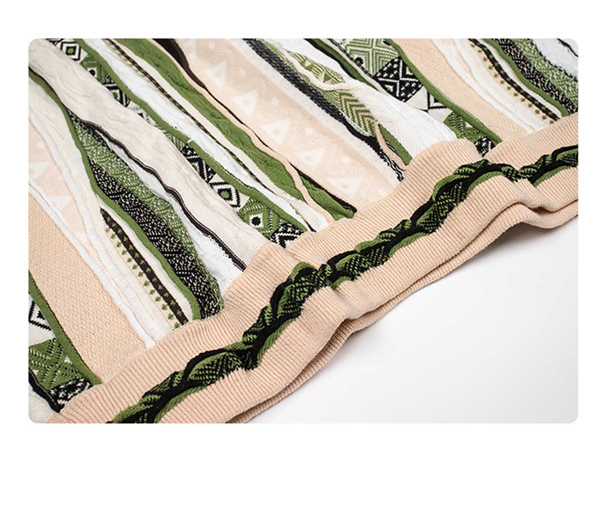 Medria Unisex Retro Bitter Melon Pattern Sweater - Niche Vintage Ethnic Outdoor Pullover