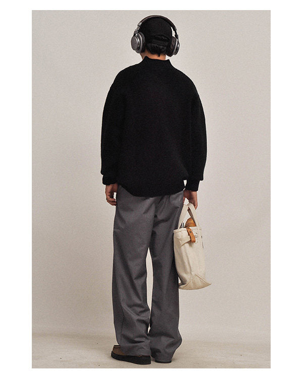Half-Turtleneck Zip Knit Cardigan – Oversized Unisex Sweater – Japanese vintage | yamalin clothes | Yamalinclothes