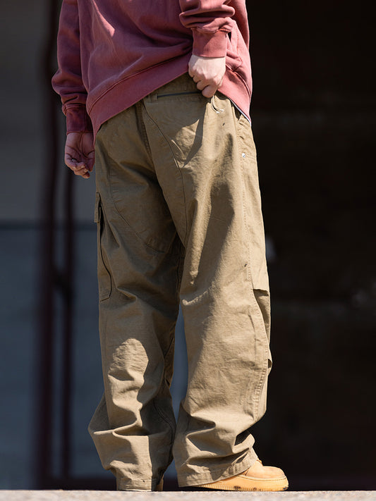 Autumn American vintage lumberjack utility pants for men, Japanese vintage loose wide-leg straight-leg pants, casual long pants trendy