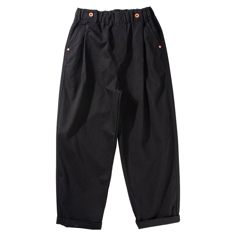 Wide-Leg Cotton Pants – Pleated Elastic Waist | Yamalinclothes | Vintage workwear outfit