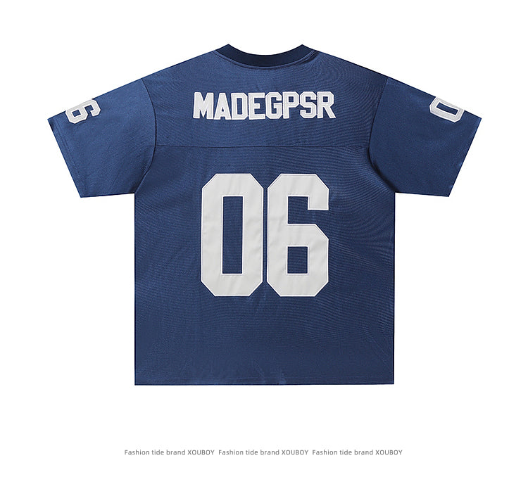 51 Hip-Hop American Retro Football Jersey V-Neck Sports Short Sleeve T-Shirt Unisex Satin Cool Loose Football Top