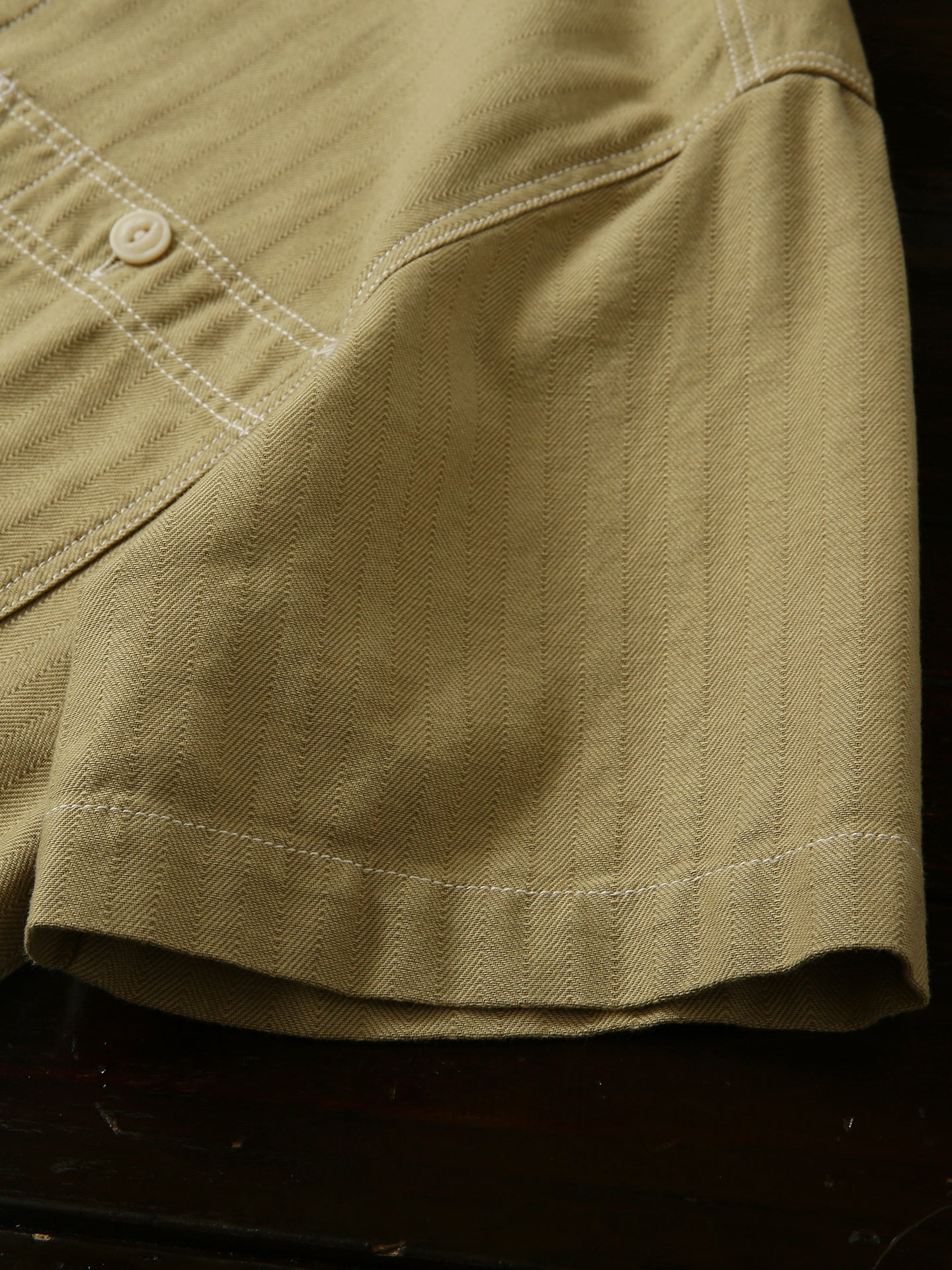 100% Cotton Herringbone Summer Men's Loose Casual Short Sleeve Work Shirt Top