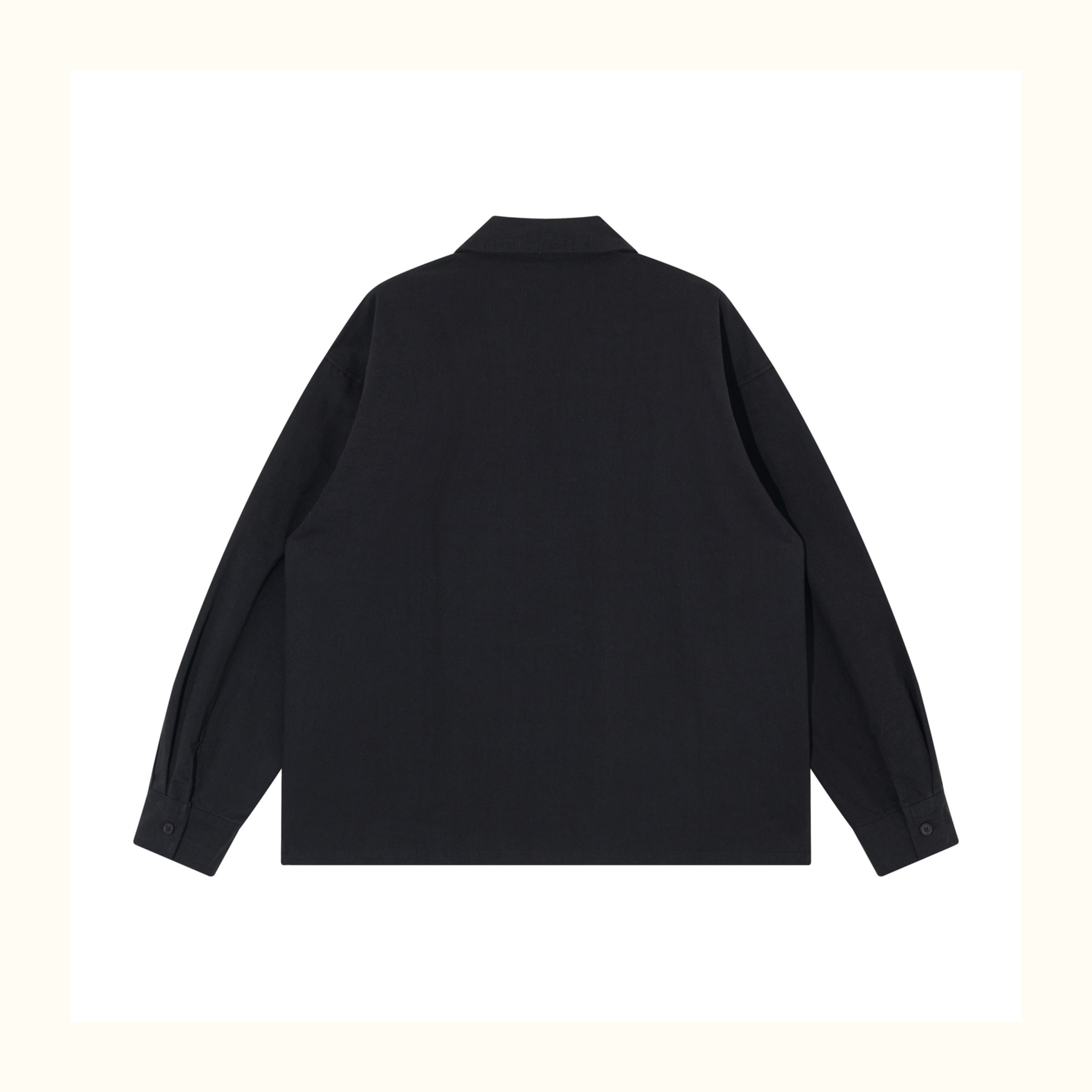 Color-Block Washed Work Shirt – Japanese Retro Patchwork Cuban Collar for Men
