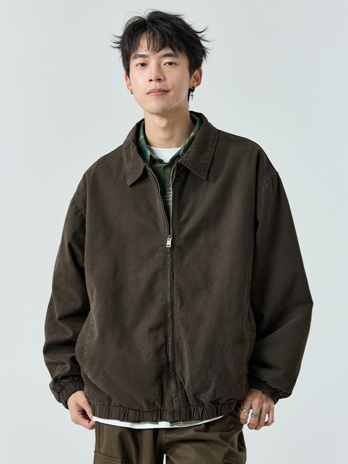 Zip-Front Jacket – Point Collar & Relaxed Fit | Yamalinclothes
