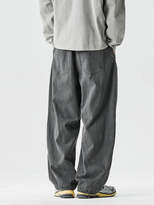 Curved-Leg Pants – Washed Finish & Panel Seams | Yamalinclothes