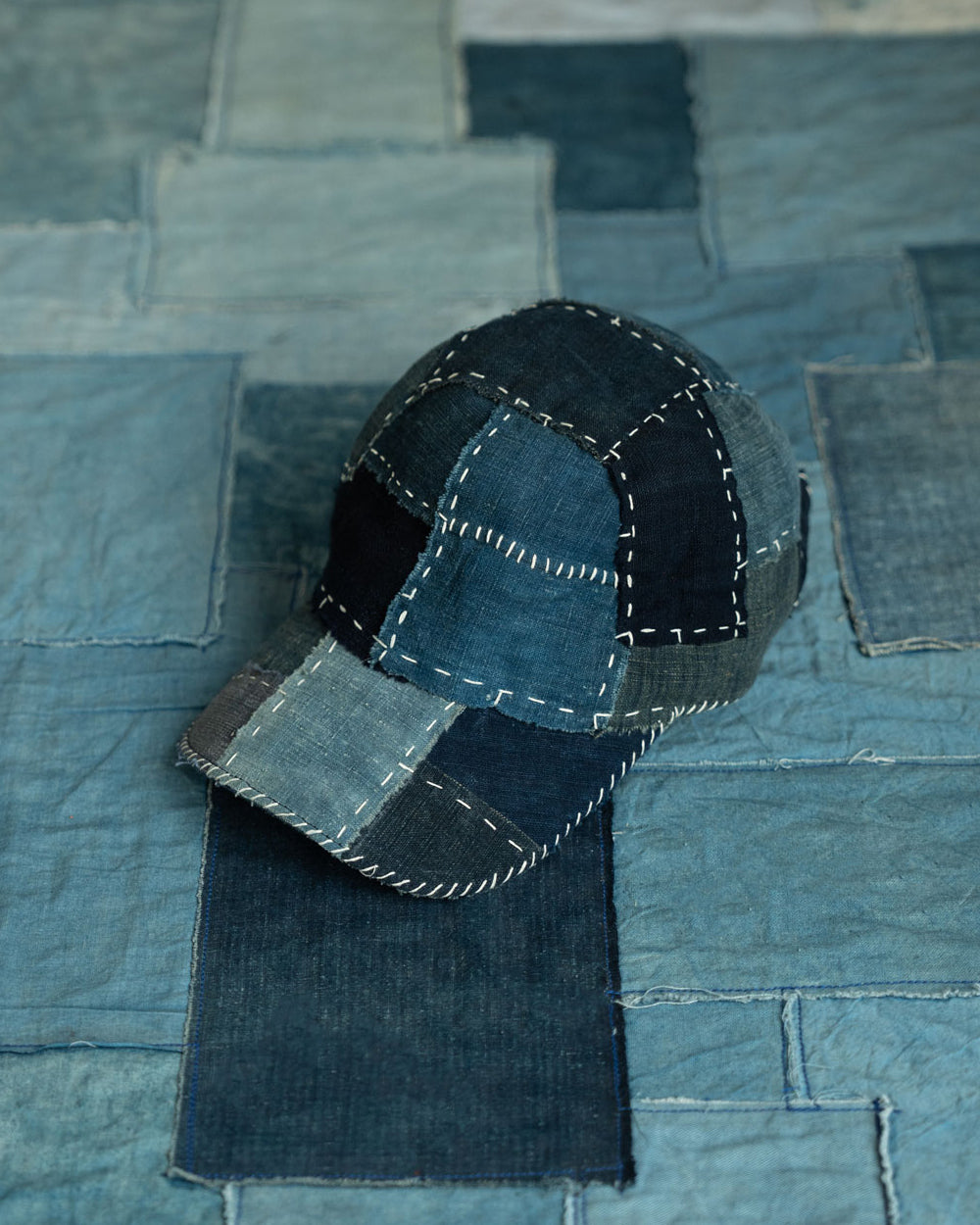 Indigo Dyed Patchwork Embroidered Denim Baseball Cap – Vintage Unisex | Yamalin clothes | Vintage workwear outfit for men