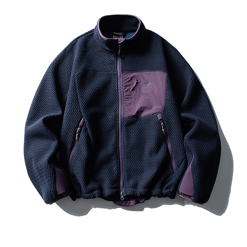 Mountain Wave Contrast Polar Fleece Jacket – Warm Outdoor Liner Jacket for Autumn Winter – Japanese vintage | yamalin clothes | Yamalinclothes