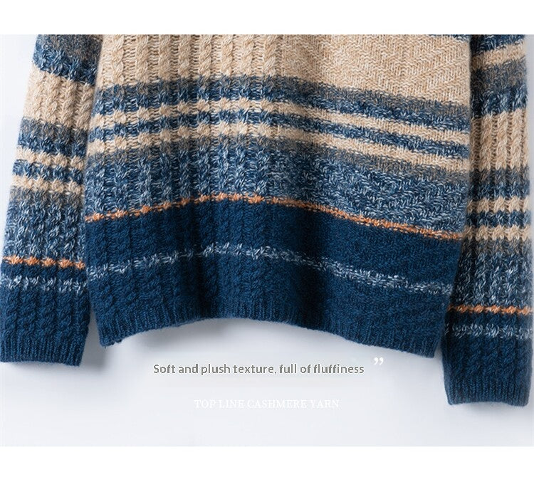 Floral Yarn Color-Block Knit Sweater – Crew Neck Oversized Unisex | Yamalin clothes | Men's Vintage Workwear