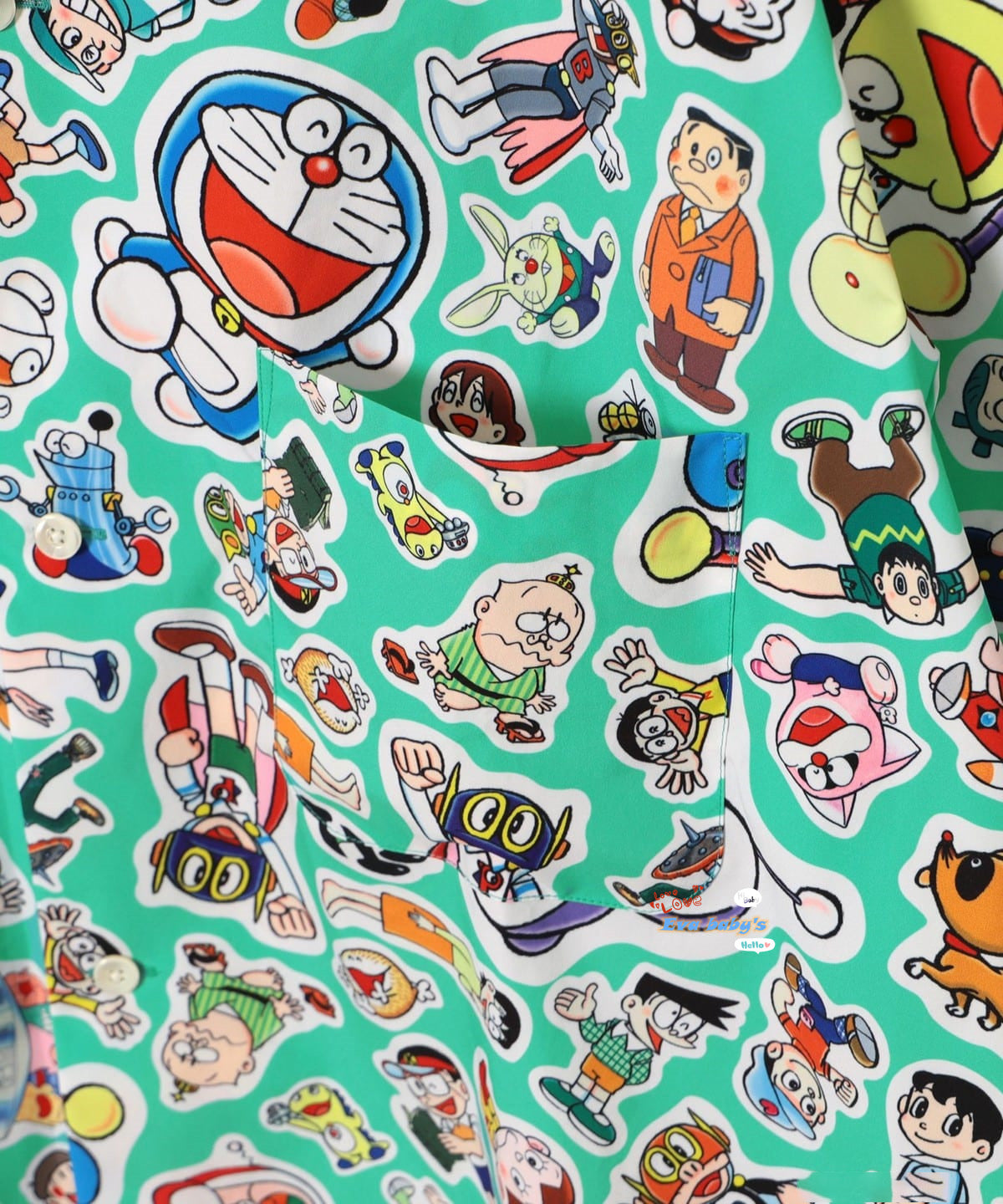 Beams Joint Name Doraemon Summer Limited Commemorative Short Sleeve Shirt Loose Shoulder Cuban Collar Couple Casual