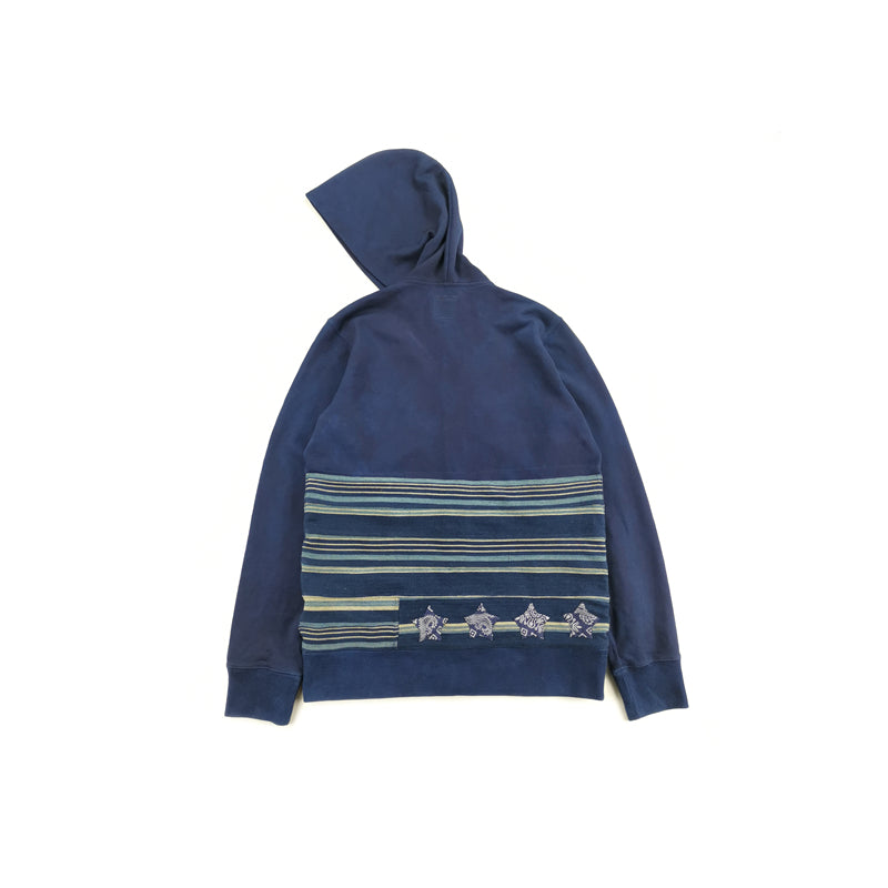 blue-dyed vegetation KOFU ancient cloth national flag splicing long velvet cotton sweater thickening Japanese tide