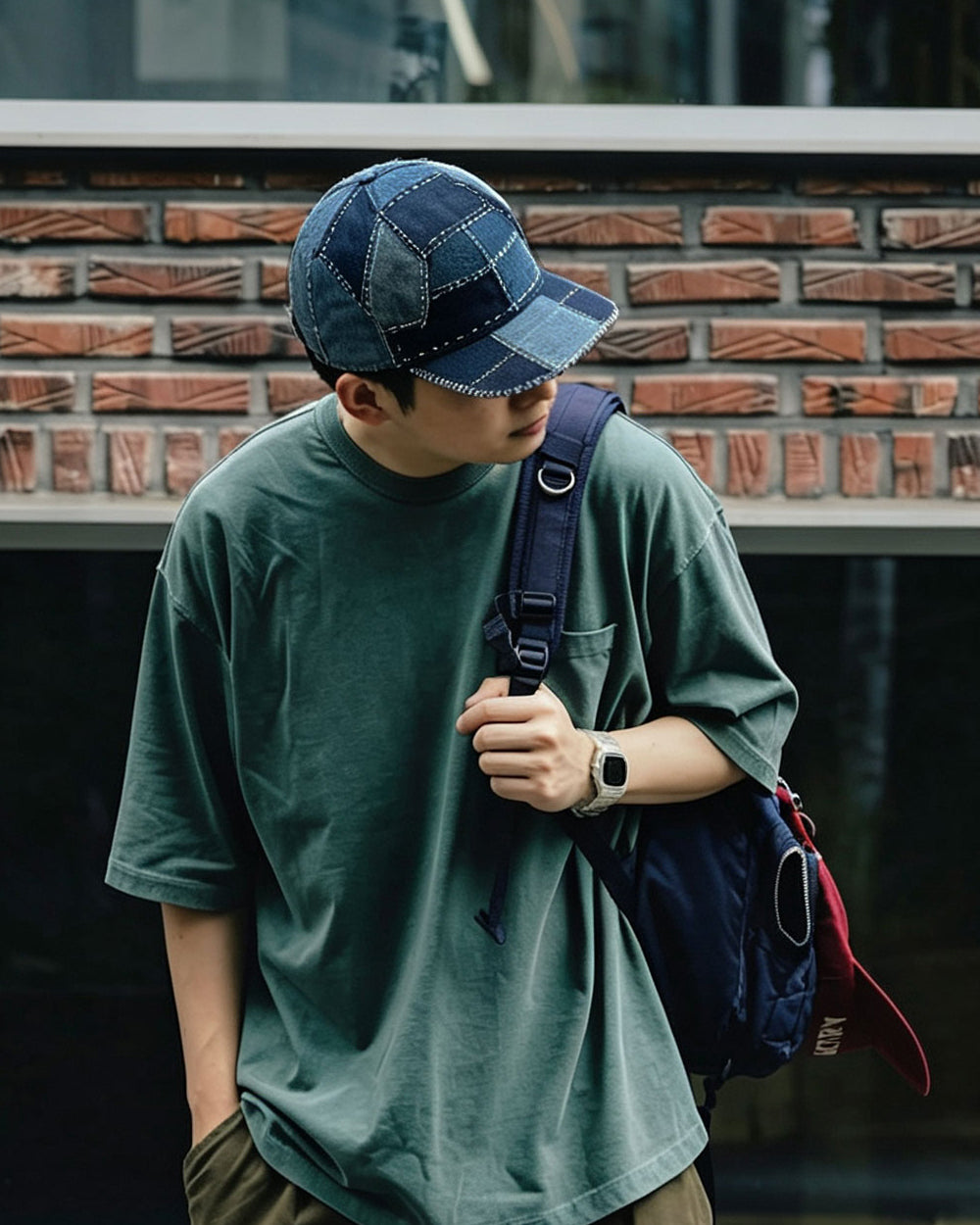 Indigo Dyed Patchwork Embroidered Denim Baseball Cap – Vintage Unisex | Yamalin clothes | Vintage workwear outfit for men