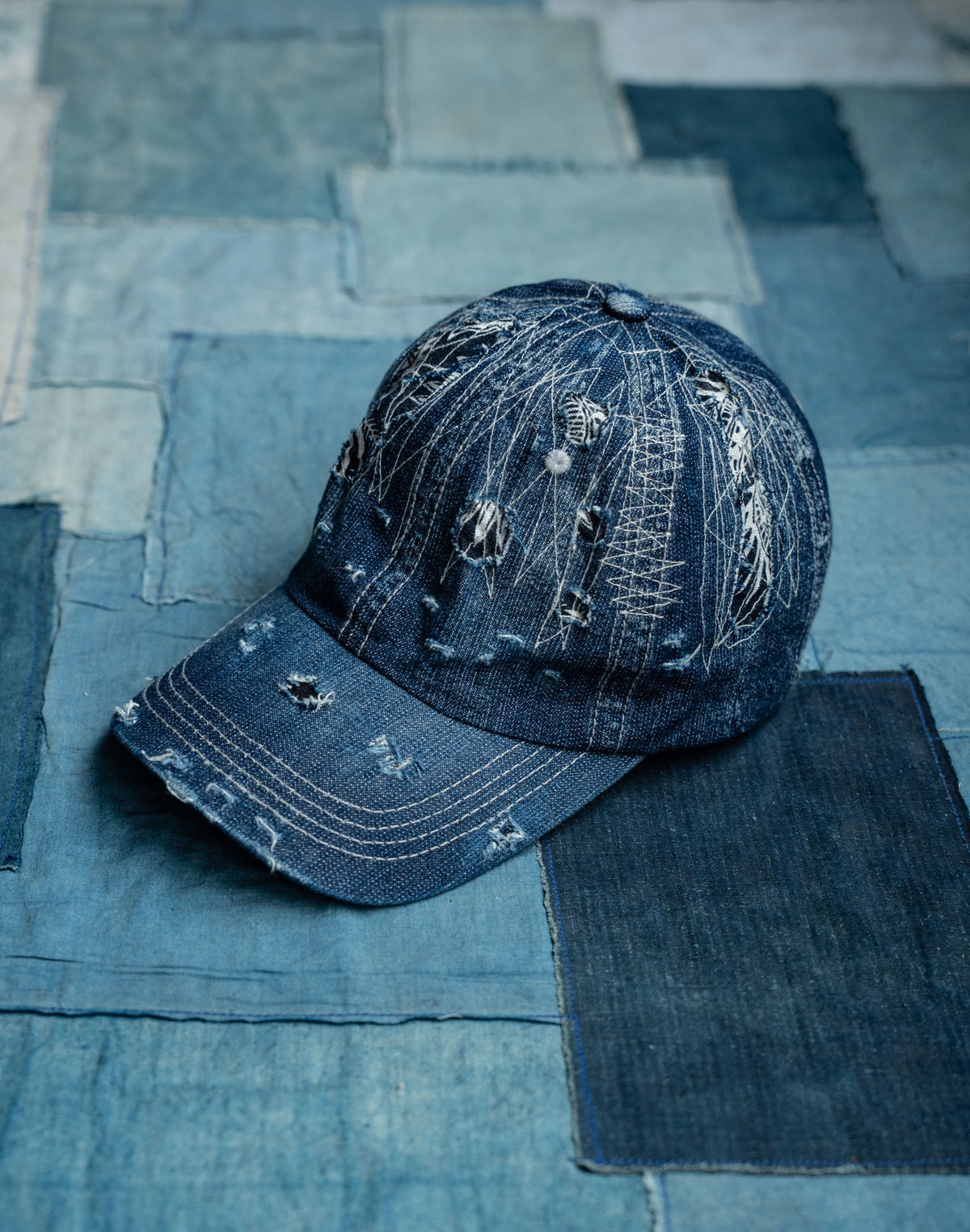 American Vintage Distressed Denim Baseball Cap – Embroidered Unisex | Yamalin clothes | Vintage workwear outfit for men