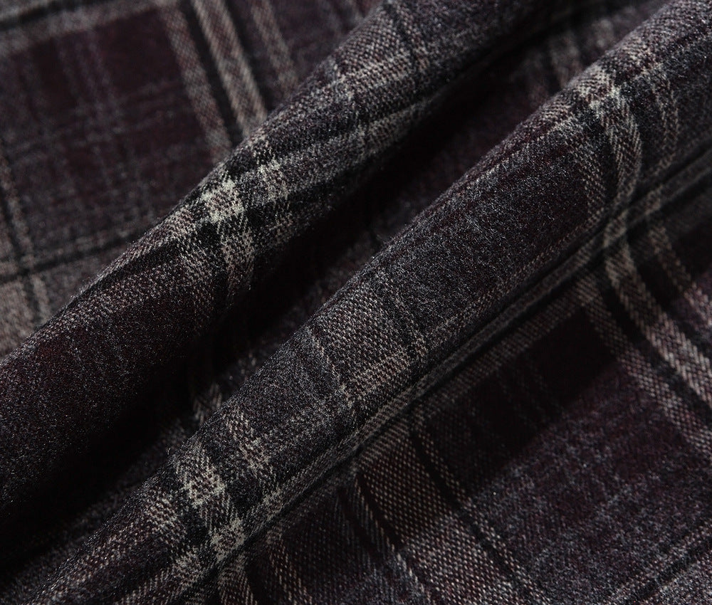 Japanese Vintage Large Plaid Wool-Blend Long-Sleeve Shirt – Oversized Unisex