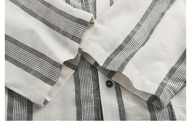 Japanese Retro Striped Shirt Jacket – Loose Fit Haori Style Outerwear for Men – Japanese vintage | yamalin clothes | Yamalinclothes