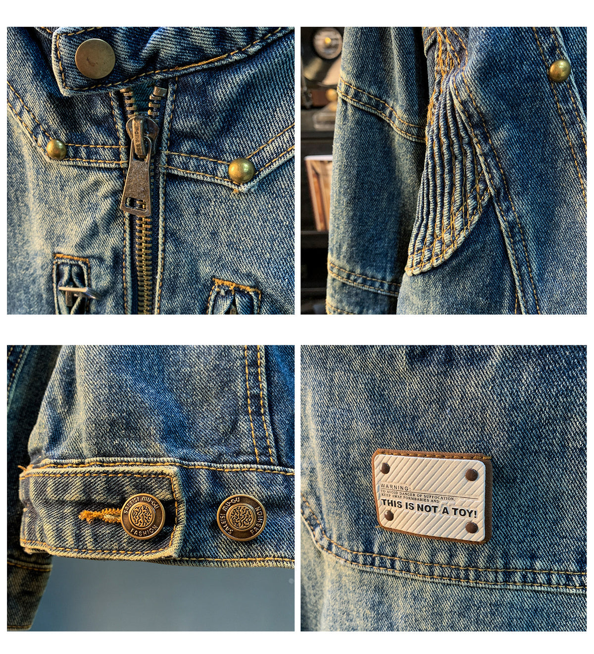 Washed Denim Stand-Collar Trucker Jacket – Oversized Unisex | Yamalinclothes