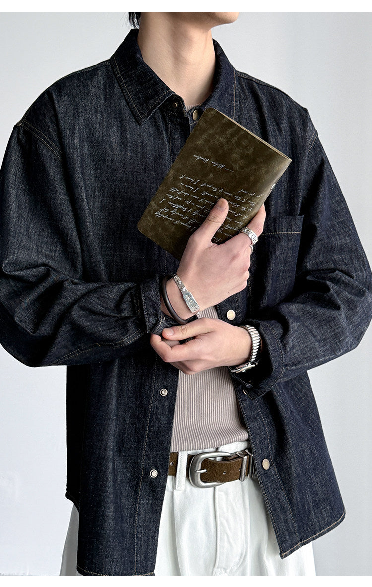 Denim Shirt – Washed Texture & Snap Front | Yamalinclothes