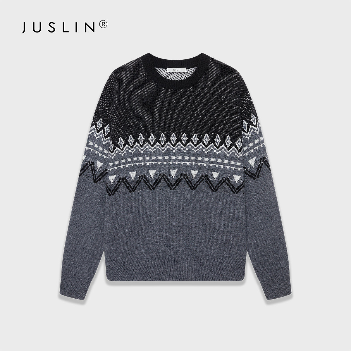 Color-Block Fair Isle Wool-Blend Sweater – Oversized Drop-Shoulder Knit (Unisex)