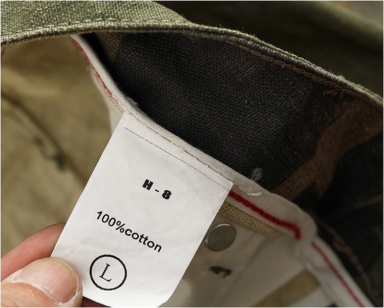 Men's American Retro Logging Work Pants - Loose Straight Washed Cotton Camouflage Casual Pants