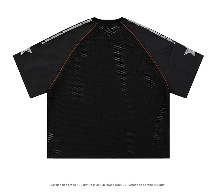 American Street Style T-Shirt for Men and Women 2025 Summer Rugby Jersey Short Sleeve Oversize Loose Casual Top