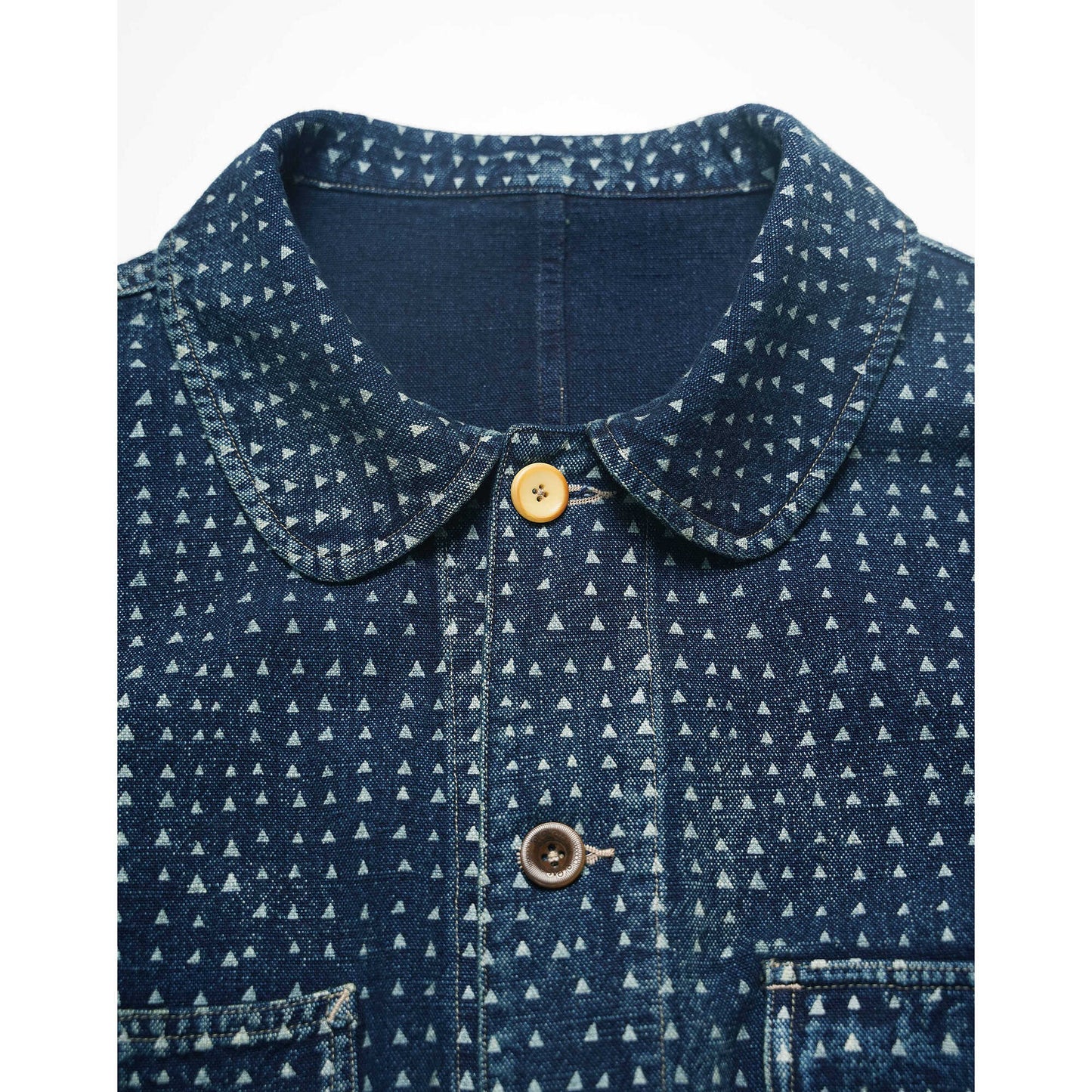 Uncle Xiao African Indigo-Dyed French Jacket – Vintage Cotton Blend, Lightly Washed, Japanese-Retro