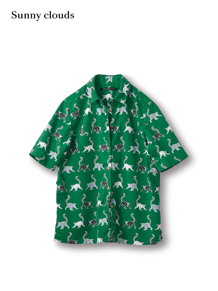 Cotton Japanese Lémur Catta Printed Shirt