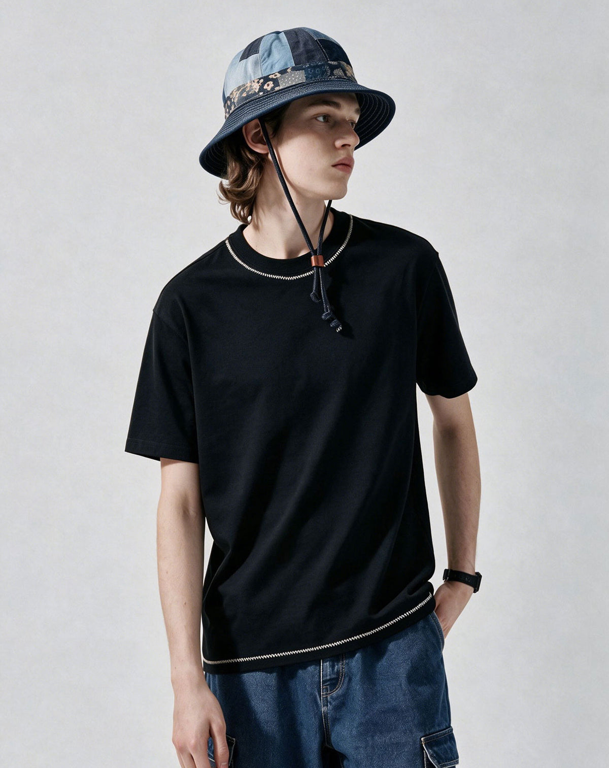 Indigo Dyed Handmade Patchwork Bucket Hat – Japanese Vintage Unisex | Yamalin clothes | Vintage workwear outfit for men