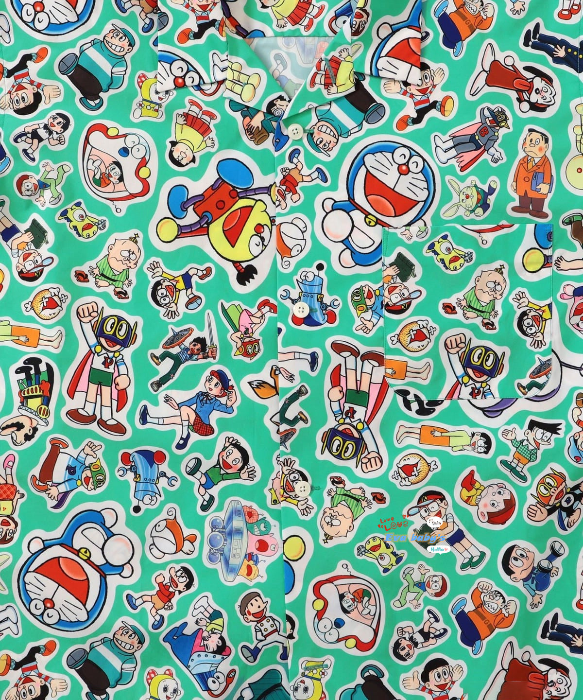 Beams Joint Name Doraemon Summer Limited Commemorative Short Sleeve Shirt Loose Shoulder Cuban Collar Couple Casual