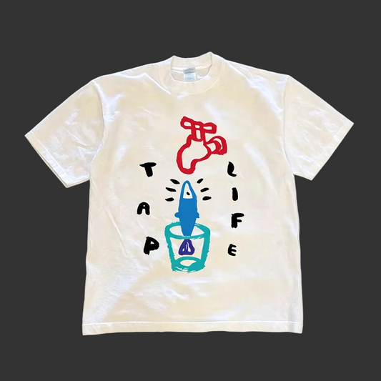 Oversized Vintage Graphic Short Sleeve T-Shirt – Men's Streetwear Simple Style