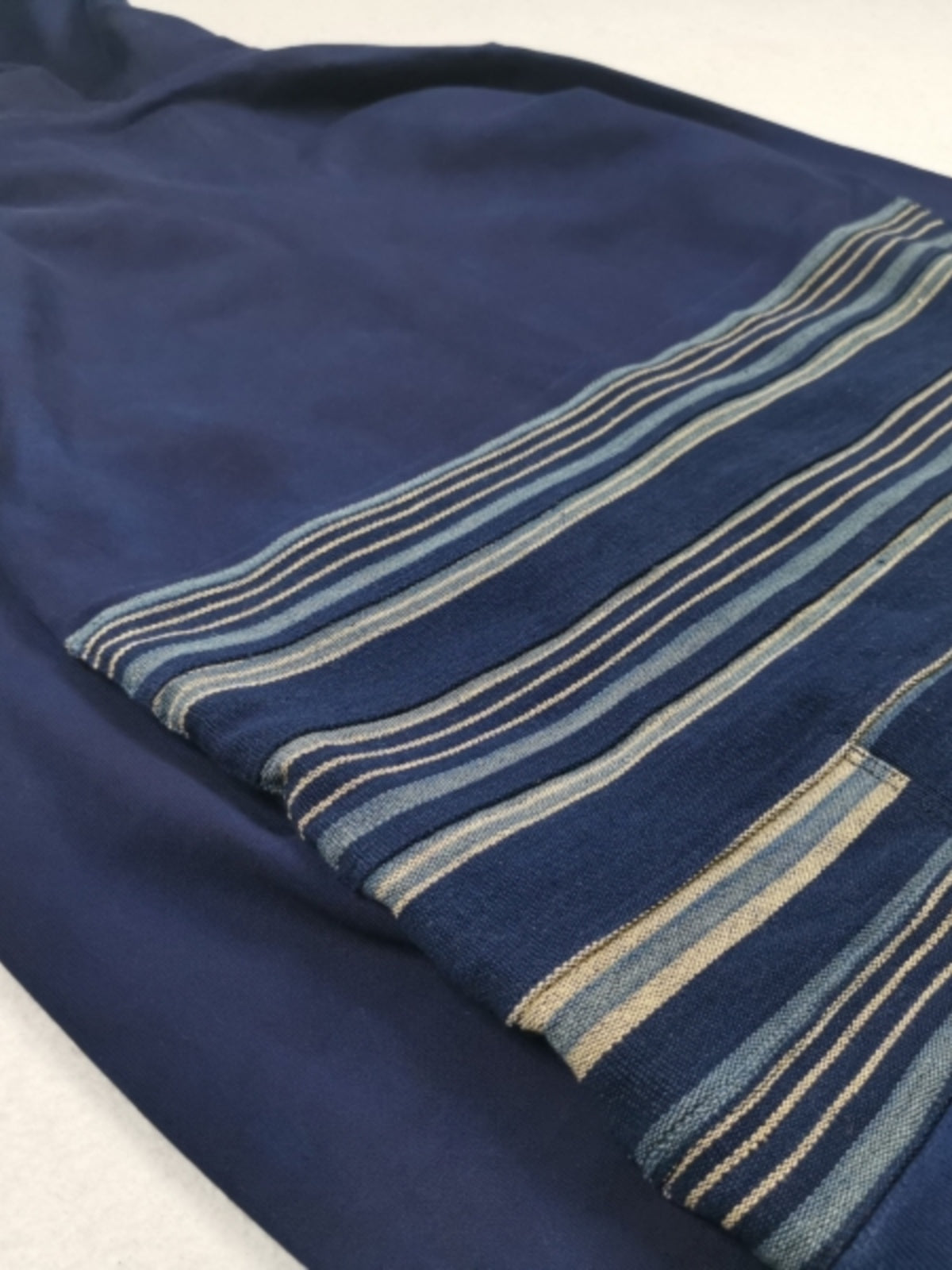 blue-dyed vegetation KOFU ancient cloth national flag splicing long velvet cotton sweater thickening Japanese tide