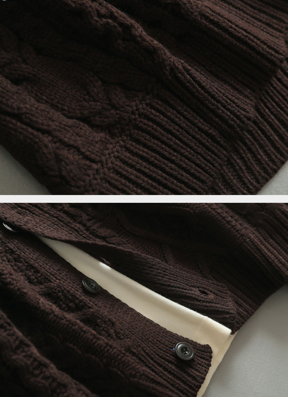 Men's Jianchuan Japanese Retro Cable Knit Cardigan - Autumn Winter Multi-Button Loose Sweater