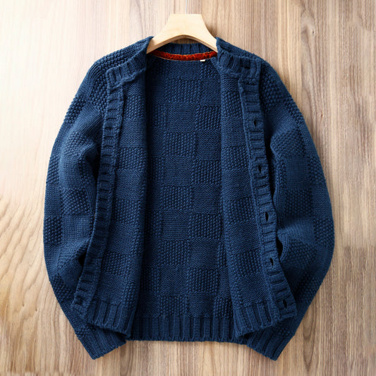 100% Wool Knit Cardigan – Heavyweight Old-School Workwear Men – Japanese vintage | yamalin clothes | Yamalinclothes