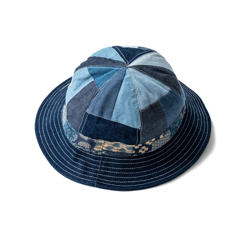 Indigo Dyed Handmade Patchwork Bucket Hat – Japanese Vintage Unisex | Yamalin clothes | Vintage workwear outfit for men