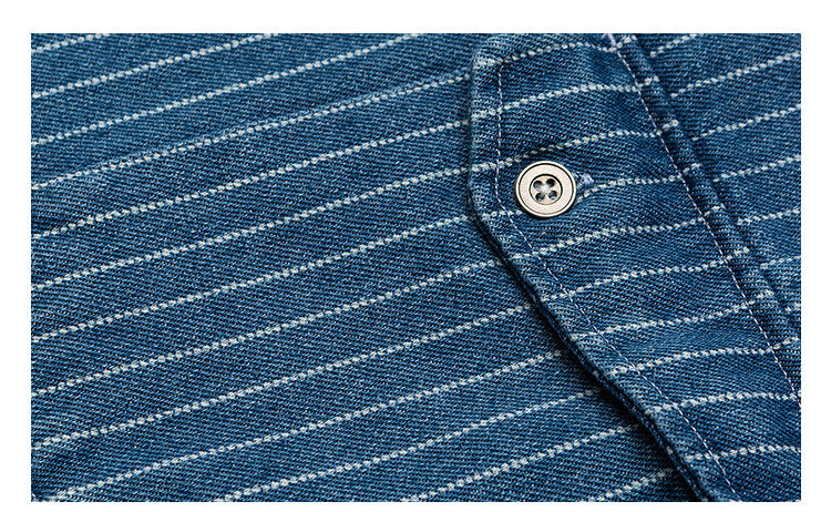 Striped Denim Shirt – Asymmetric Chest Pockets | Yamalinclothes