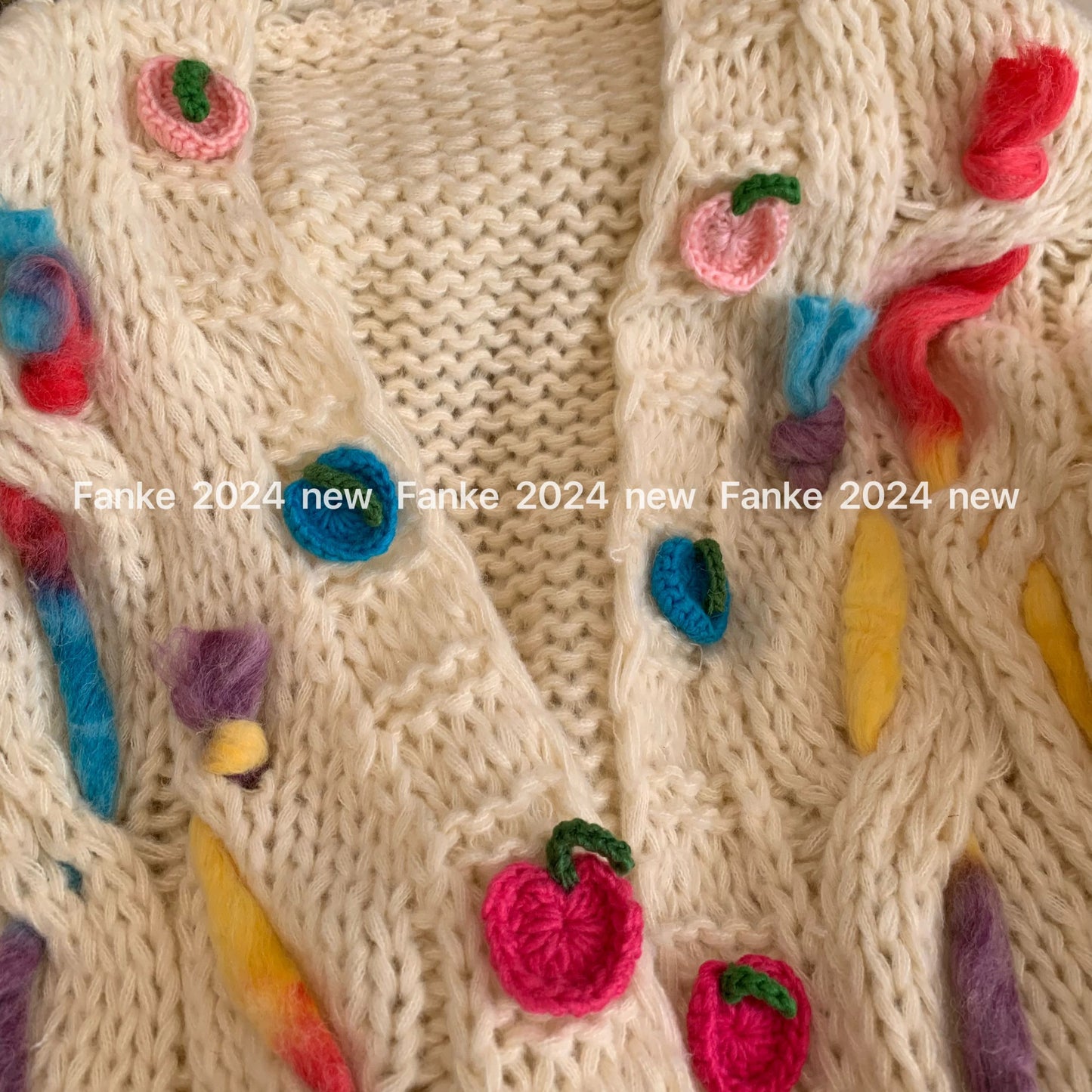 Women's 2024 Autumn Winter Lazy Style Long Cardigan - Soft Handmade Colorful Tassel Knitted Sweater