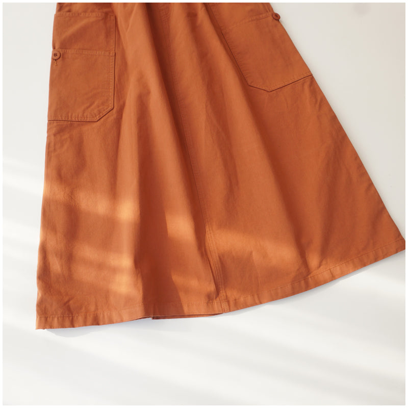 Japanese-Style Patchwork A-Line Skirt – High-Waist Loose Fit with Elegant Elastic Waist