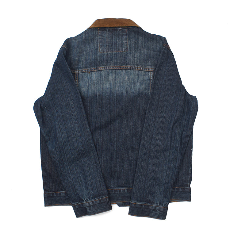 Color-Block Washed Denim Motorcycle Jacket – Retro Workwear Loose Casual Coat