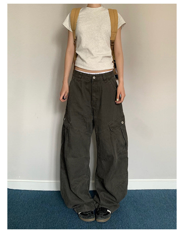 American Retro Multi-Pocket Cargo Pants – Wide-Leg Unisex