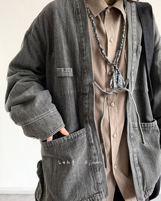 Chinese Retro Modified Cardigan Robe Denim Jacket – Loose Unisex Spring