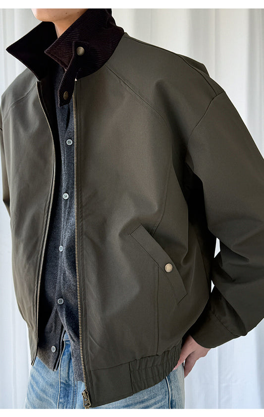 Patchwork Stand-Collar Cargo Jacket – Adjustable Lapel Oversized – Japanese vintage | fall outfits 2026 | fall winter outfits | classy winter outfits | lazy comfy outfits | japanese streetwear | vintage workwear | yamalin clothes | Yamalinclothes
